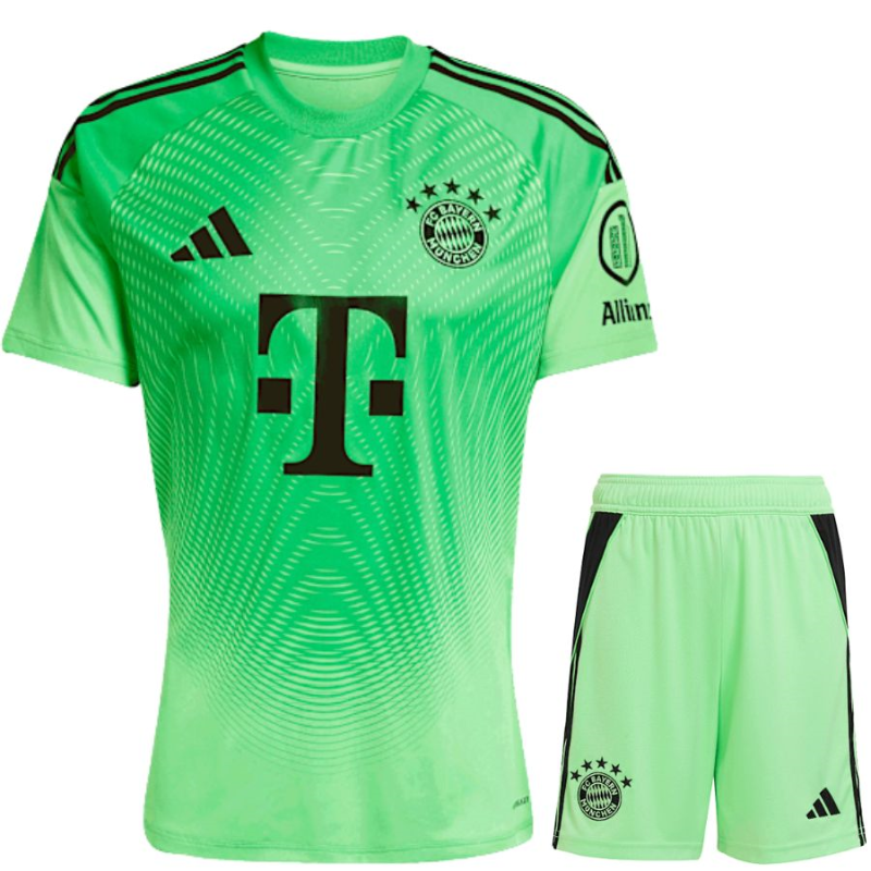 Bayern Monaco 2025/26 Bambino – Kit Portiere Verde Fluo da Campione